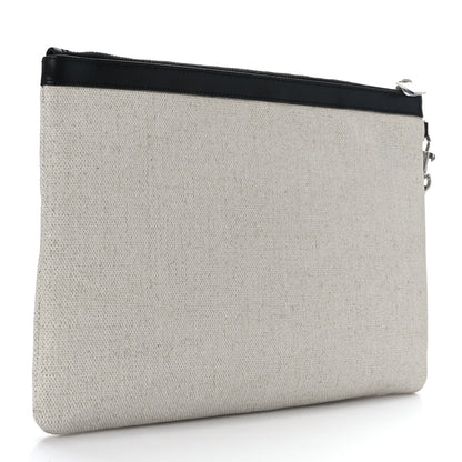 Saint Laurent Linen Canvas Rive Gauche Zipped Pouch Optic White 3 of 7