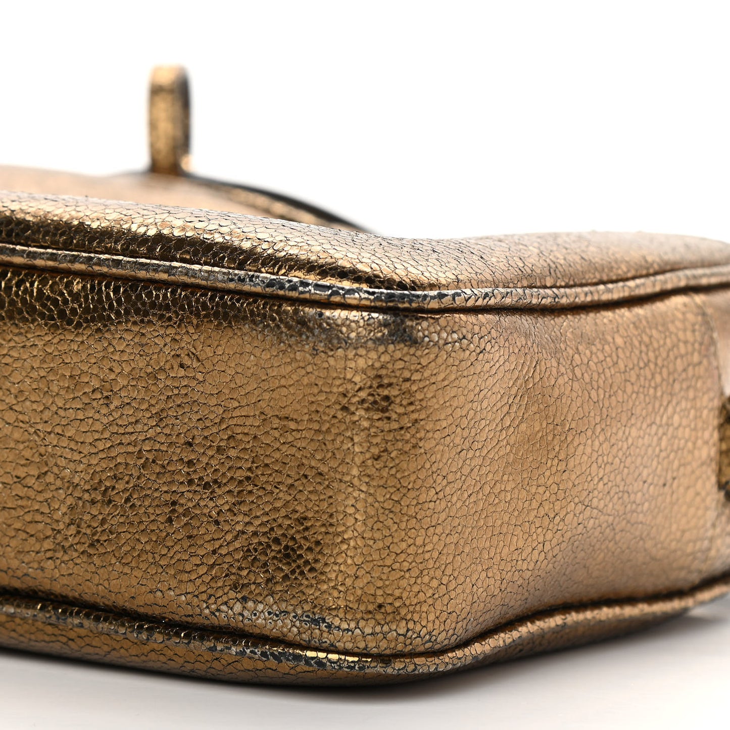 Calfskin Lame Monogram Small Lou Camera Bag Gold Olive