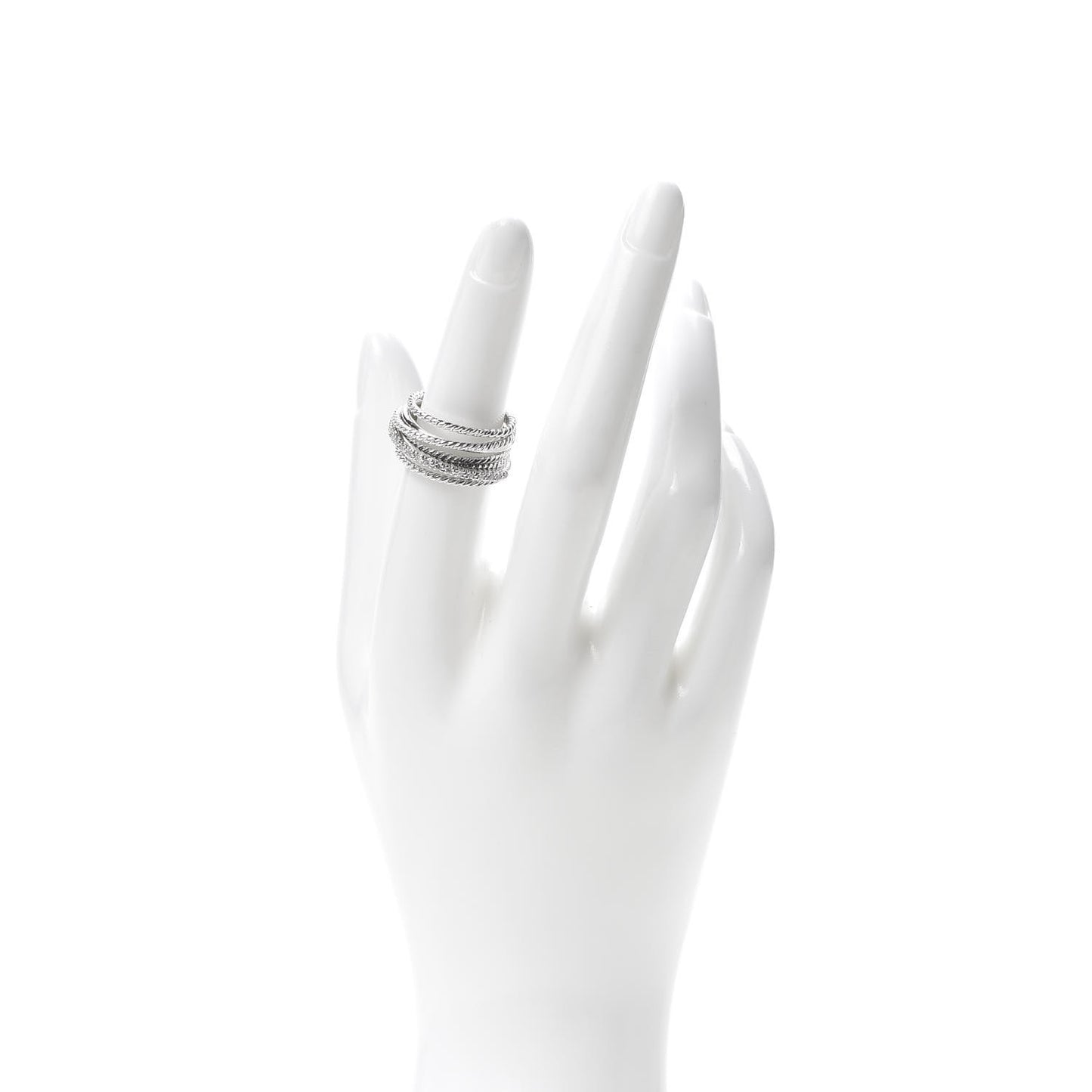 Sterling Silver Diamond 11mm Wide Crossover Cable Ring 52 6