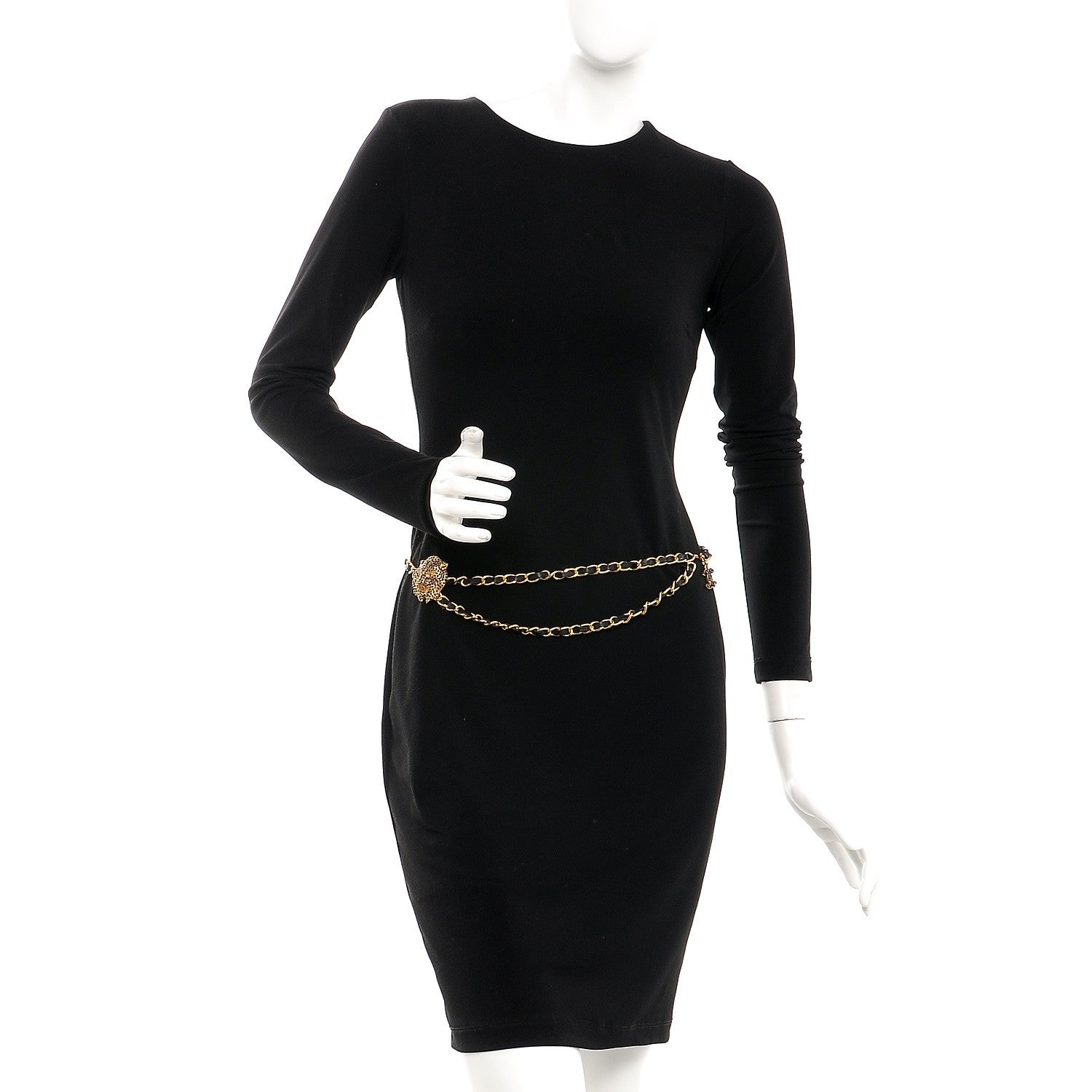 Chanel CHANE Lambskin Crystal Lion Chain Belt Gold 2 of 11