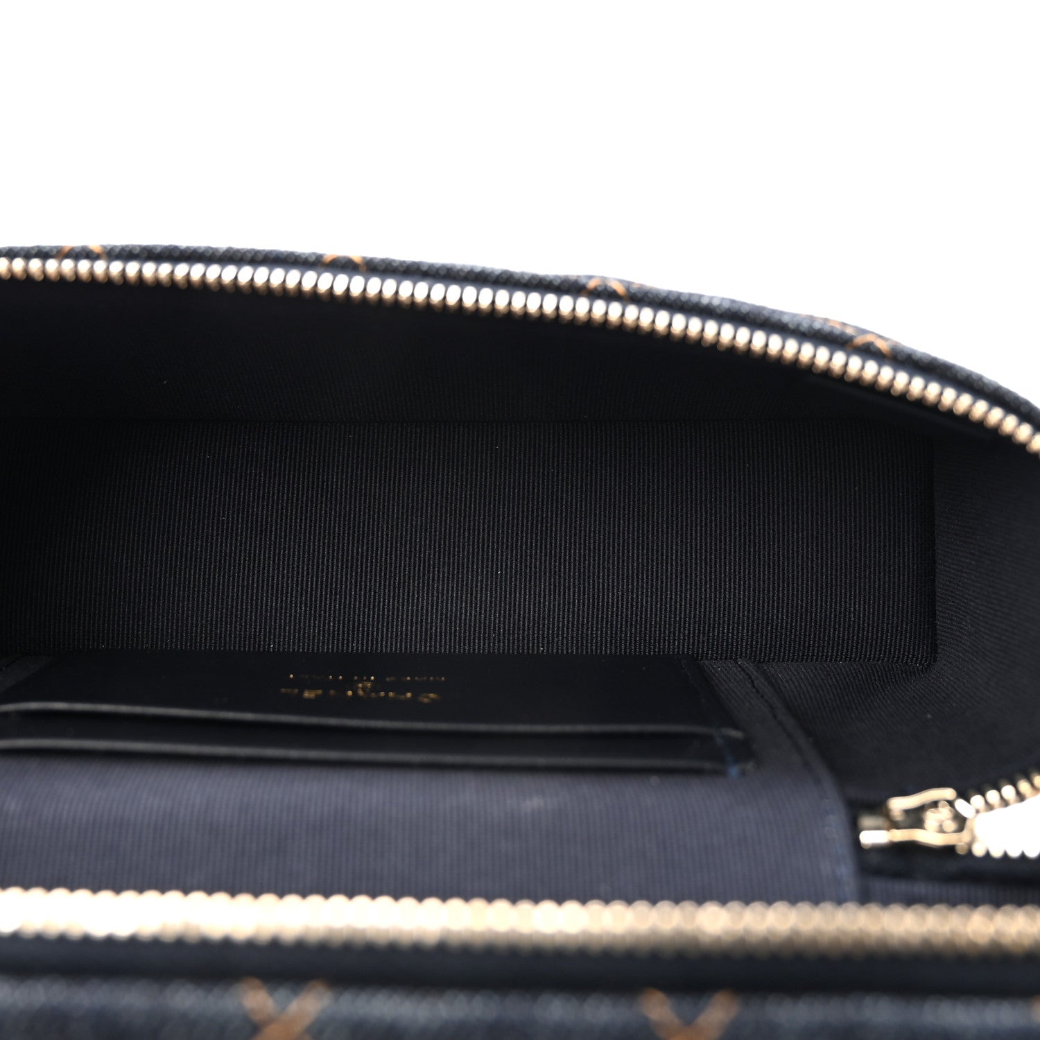 Chanel Denim Quilted Top Handle Slim Vanity Case With Chain Dark Blue Orange 4 of 10