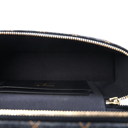 Chanel Denim Quilted Top Handle Slim Vanity Case With Chain Dark Blue Orange 5 of 11