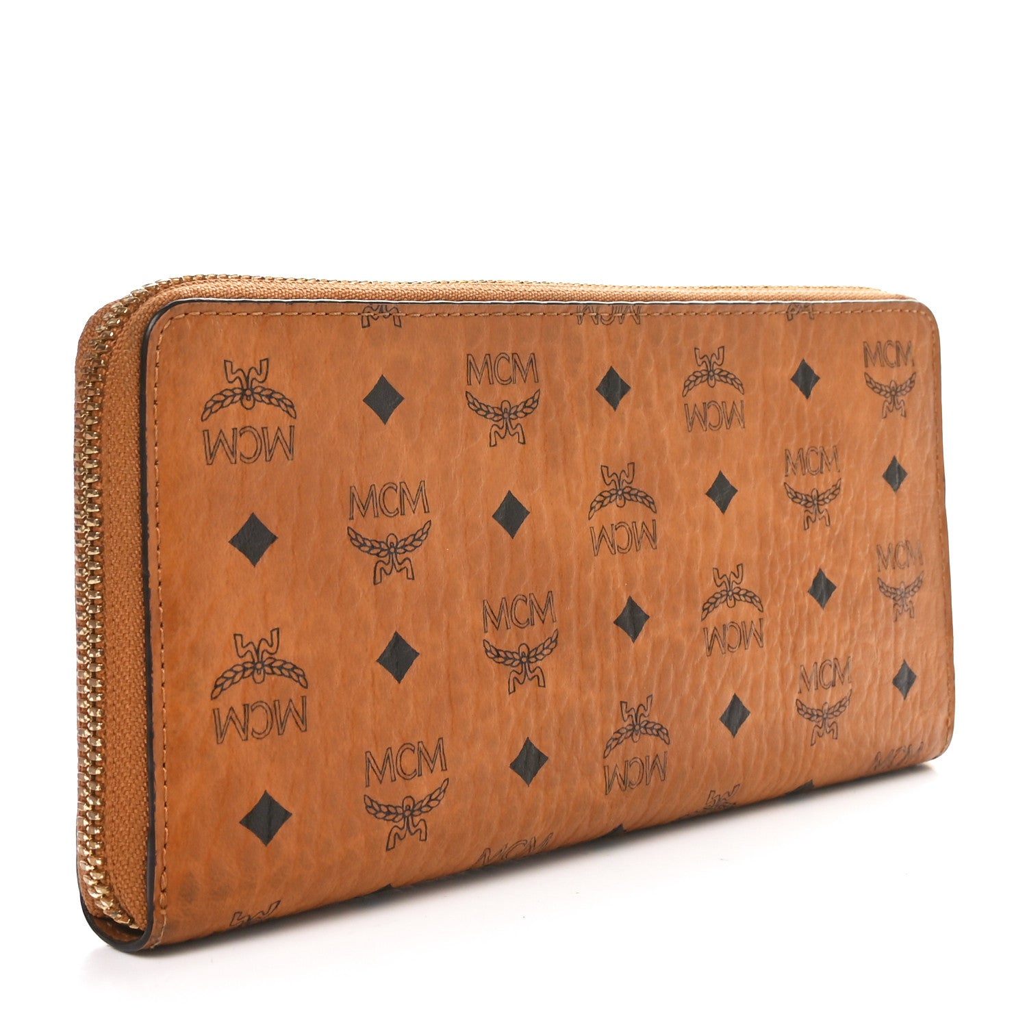MCM Visetos Large Zip Around Wallet Cognac 3 of 9