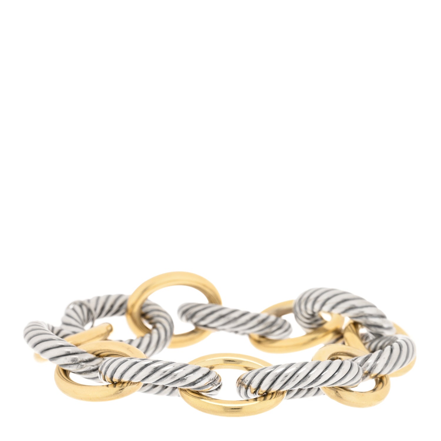 David Yurman Sterling Silver 18K Yellow Gold 18mm Extra Large Oval Link Bracelet 1 of 3