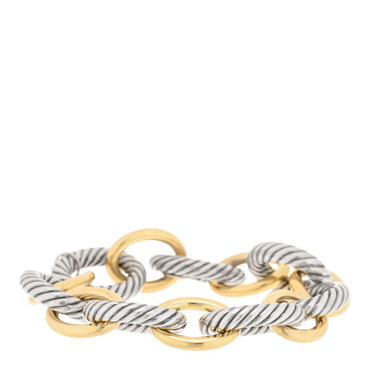 David Yurman Sterling Silver 18K Yellow Gold 18mm Extra Large Oval Link Bracelet 1 of 3