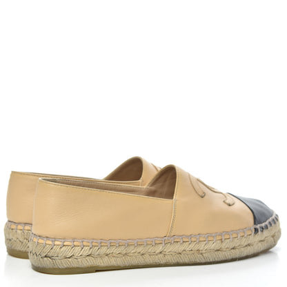 Chanel Lambskin CC Espadrilles 35 Beige Black 4 of 10