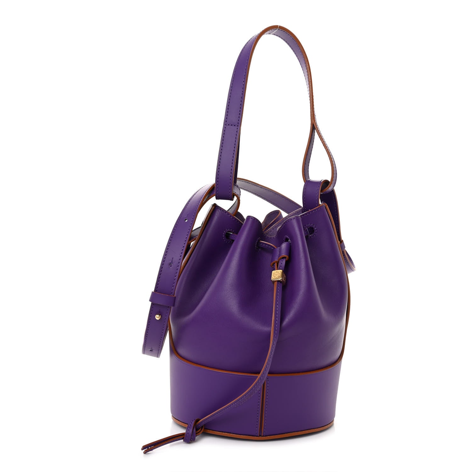 Loewe Calfskin Small Balloon Bucket Bag Purple Cognac 1 of 10