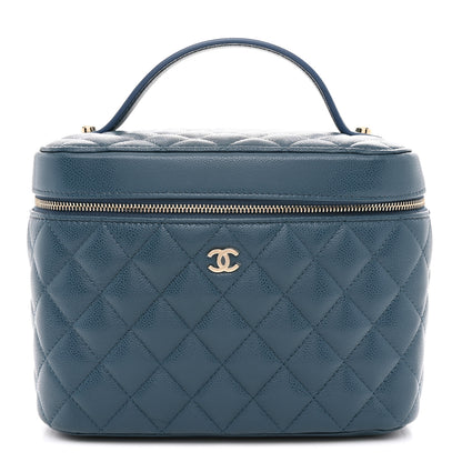 Chanel Caviar Quilted Large Vanity Pouch Blue 1 of 9