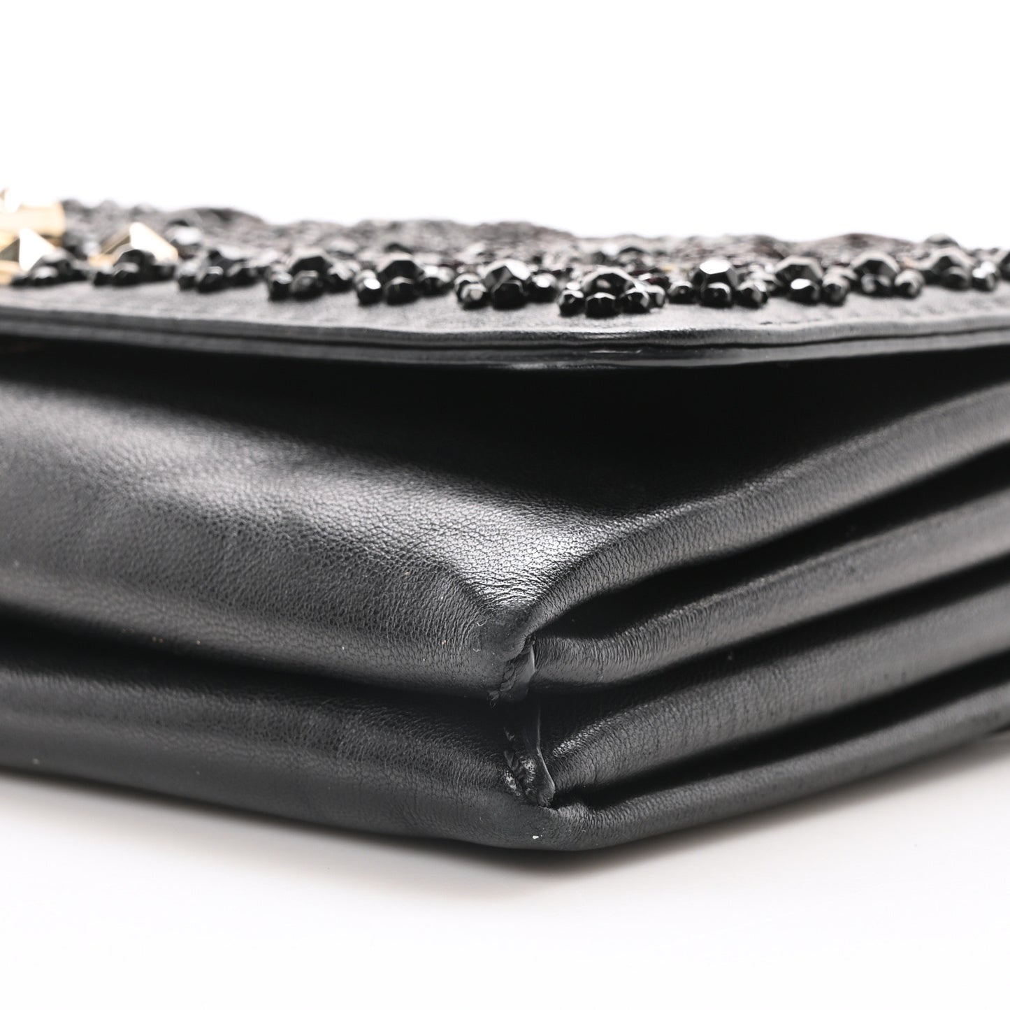 Lambskin Beaded Embroidery Medium Girello Flap Black