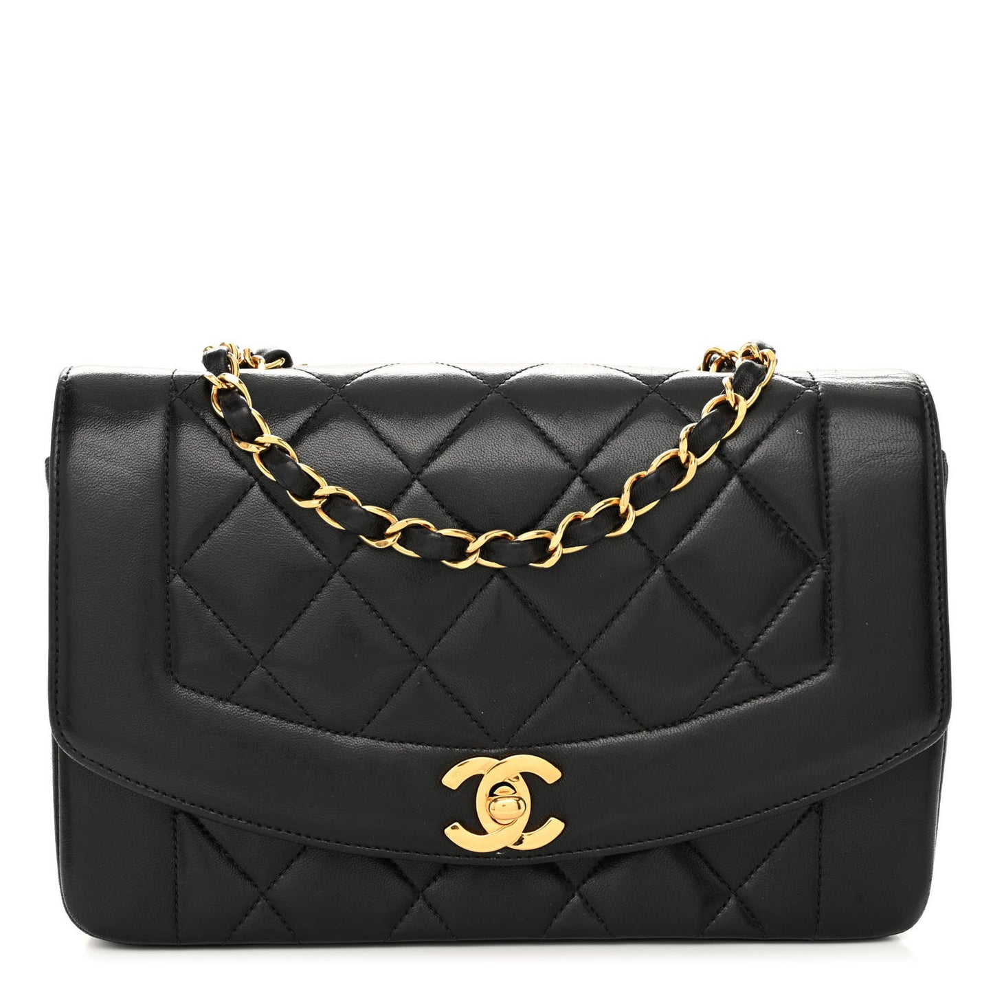 Lambskin Quilted Small Single Flap Black
