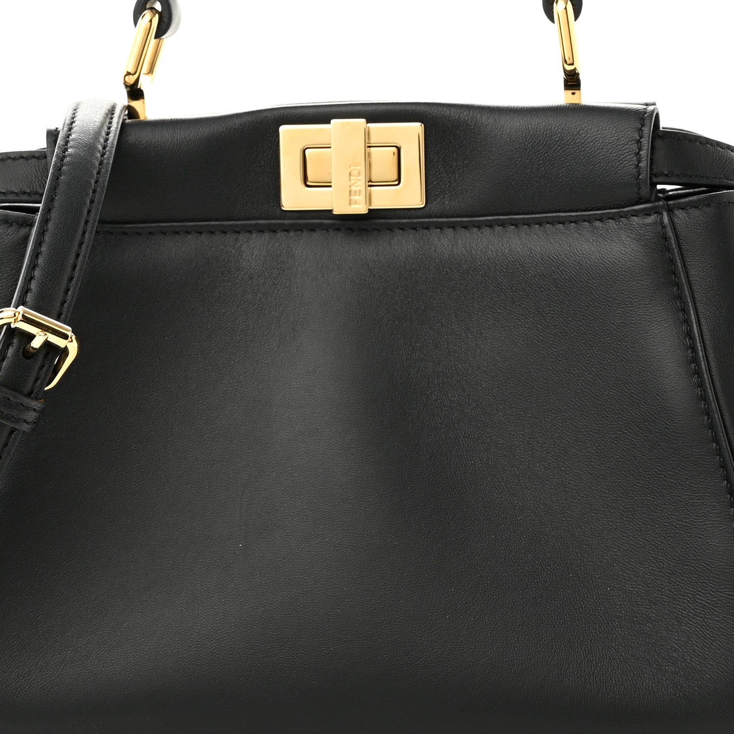 Fendi Nappa Stacked Bar Mini Peekaboo Iconic Satchel Black 8 of 10