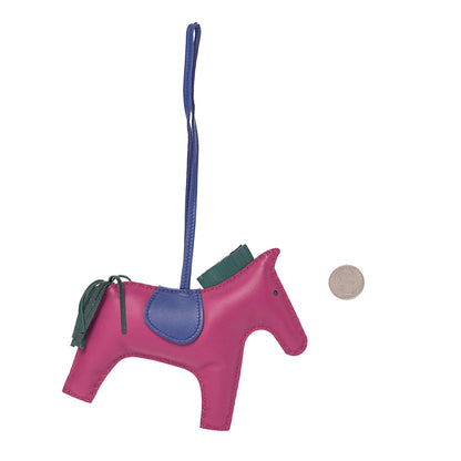 Hermes Milo Lambskin Grigri Rodeo Bag Charm GM Rose Pourpre Malachite Bleu Electrique 2 of 5