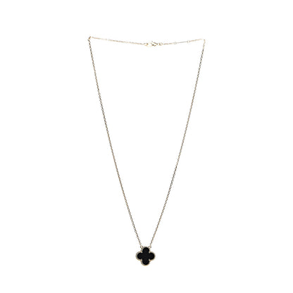 Van Cleef & Arpels 18K Yellow Gold Black Onyx Vintage Alhambra Pendant Necklace 2 of 7