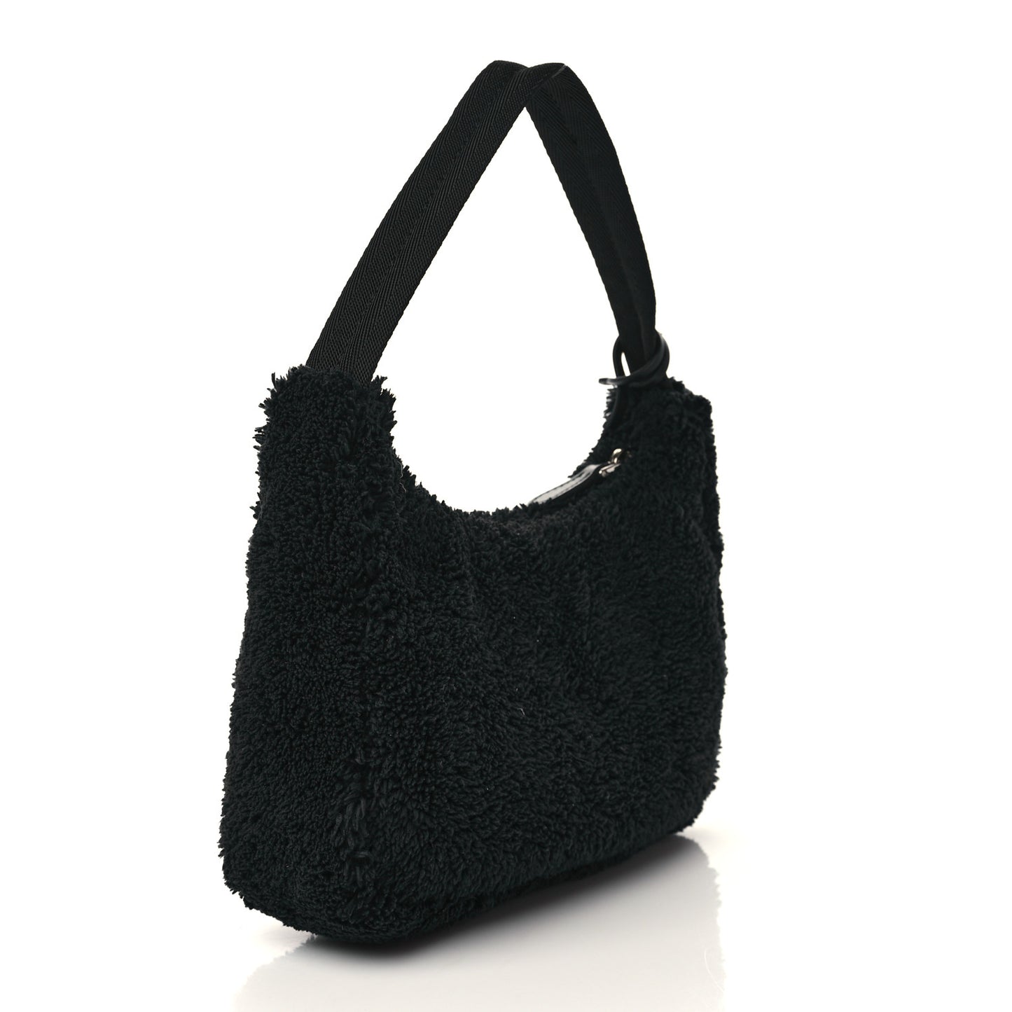 Terry Cloth Mini Re-Edition 2000 Bag Black White