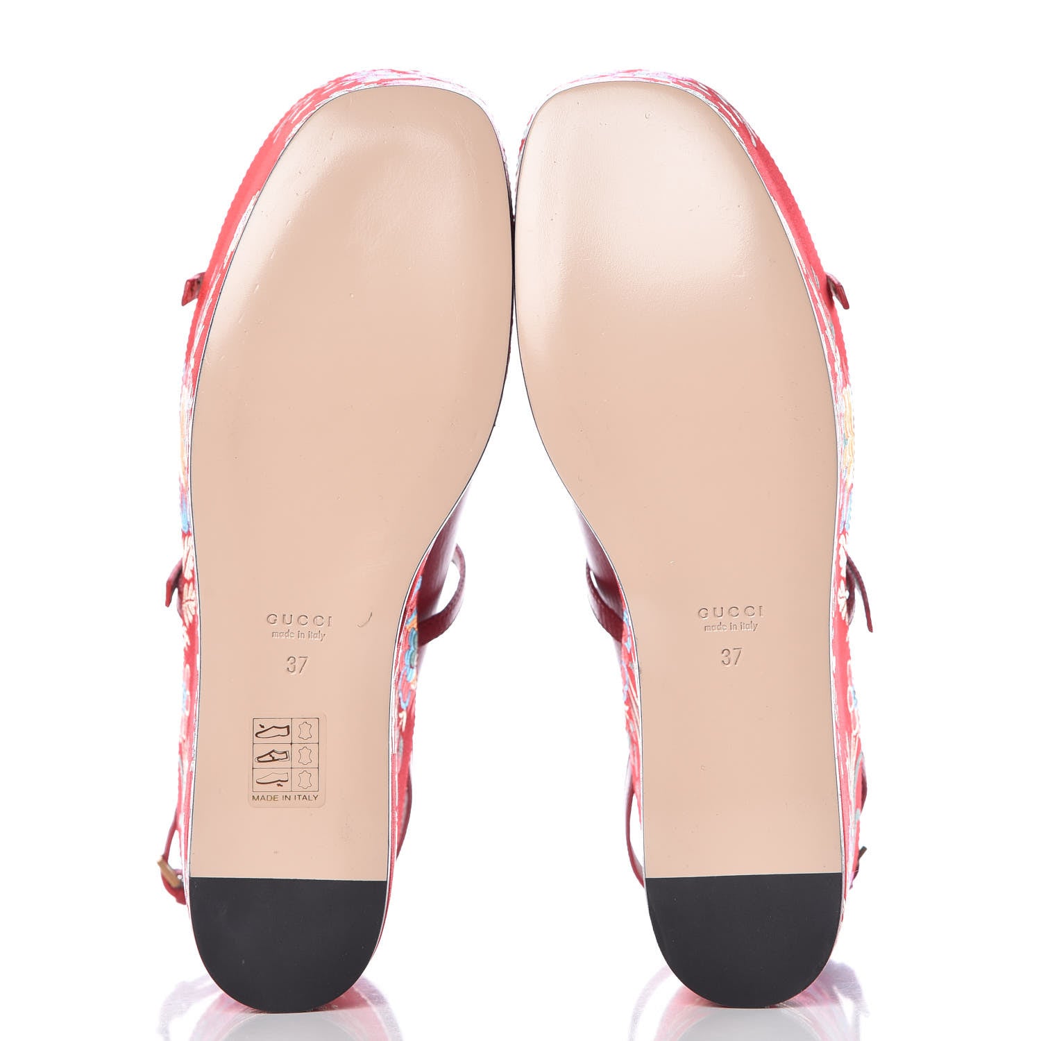 Gucci Malaga Kid Silk Hannelore Detachable Platform Slide 37 Hibiscus Red 11 of 17