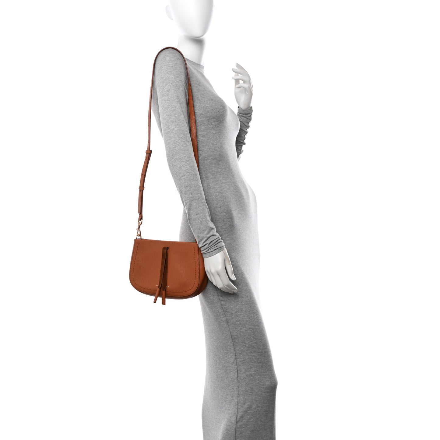 Pebbled Calfskin Small Maverick Crossbody Smoked Almond