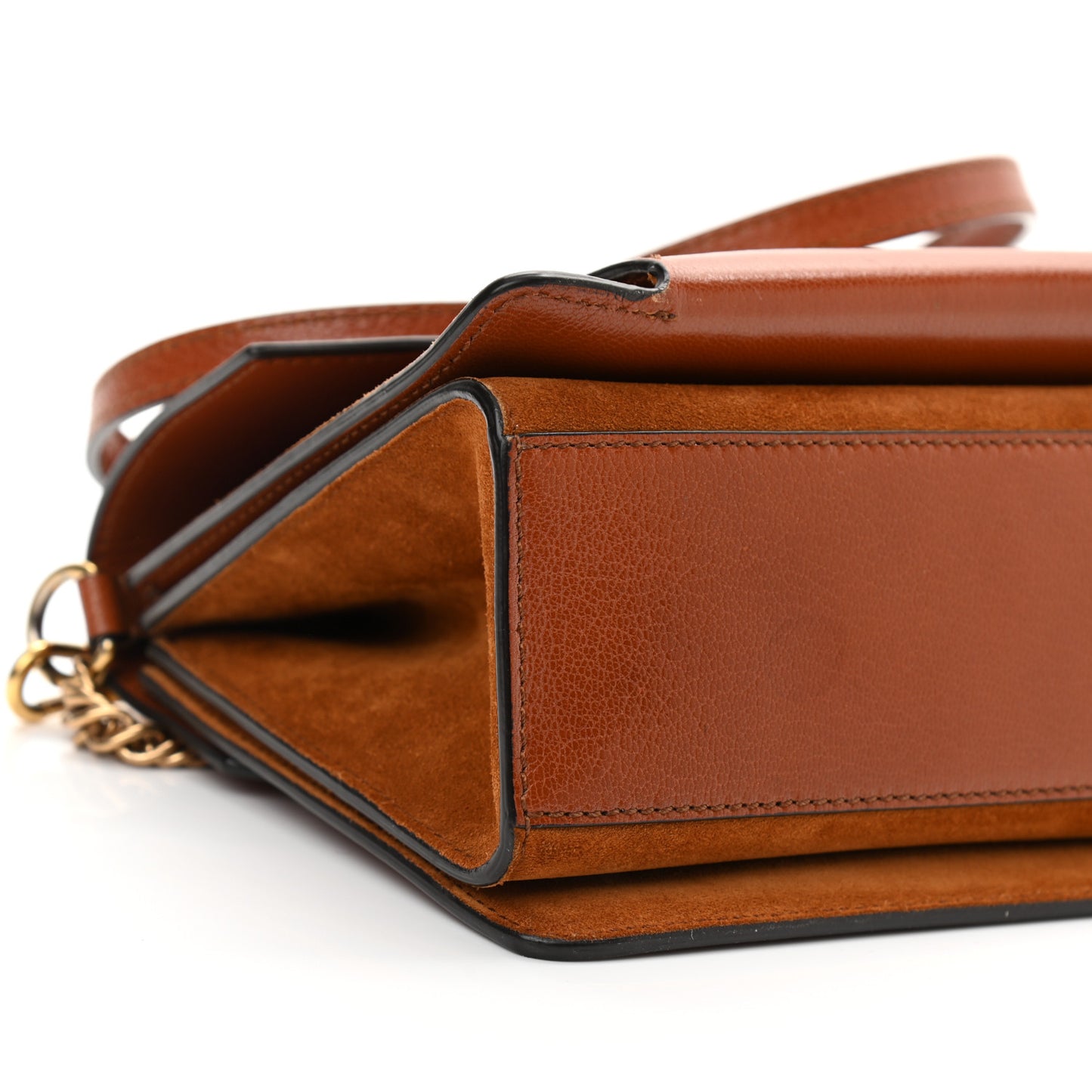 Goatskin Suede Small GV3 Shoulder Bag Amber Mastic