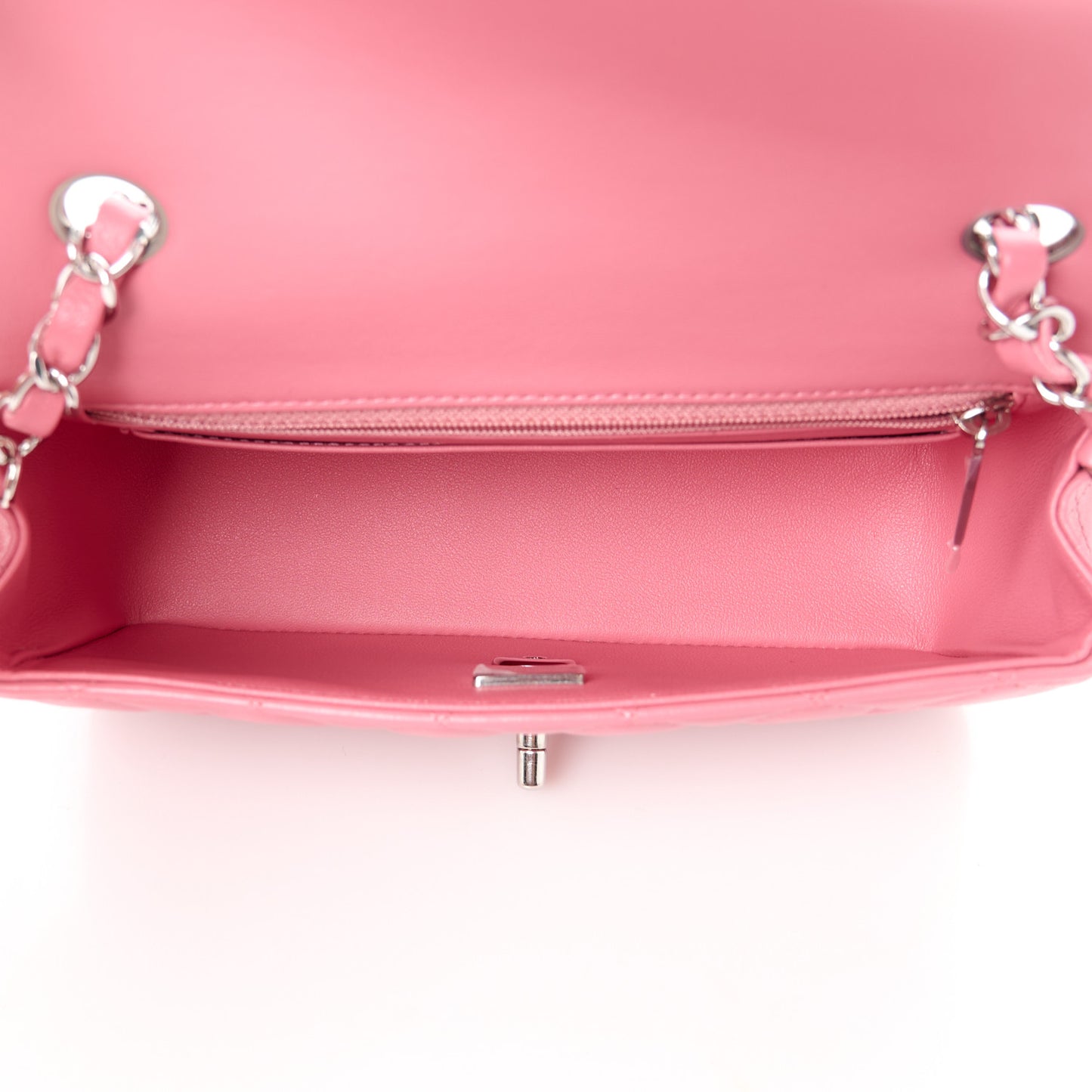 Lambskin Quilted Mini Rectangular Flap Pink