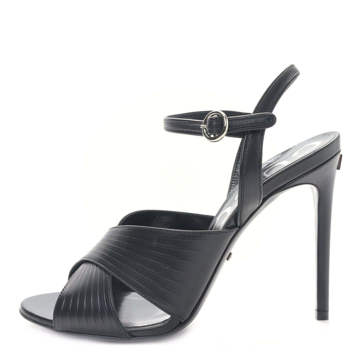 Gucci Malaga Kid Webby Crossover High Heel Sandals 39 Black 1 of 8
