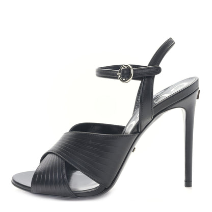 Gucci Malaga Kid Webby Crossover High Heel Sandals 39 Black 1 of 8