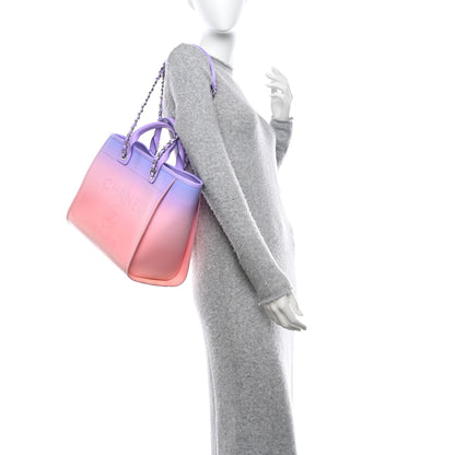 Chanel Shaded Calfskin Small Deauville Tote Light Purple Pink Coral 2 of 12