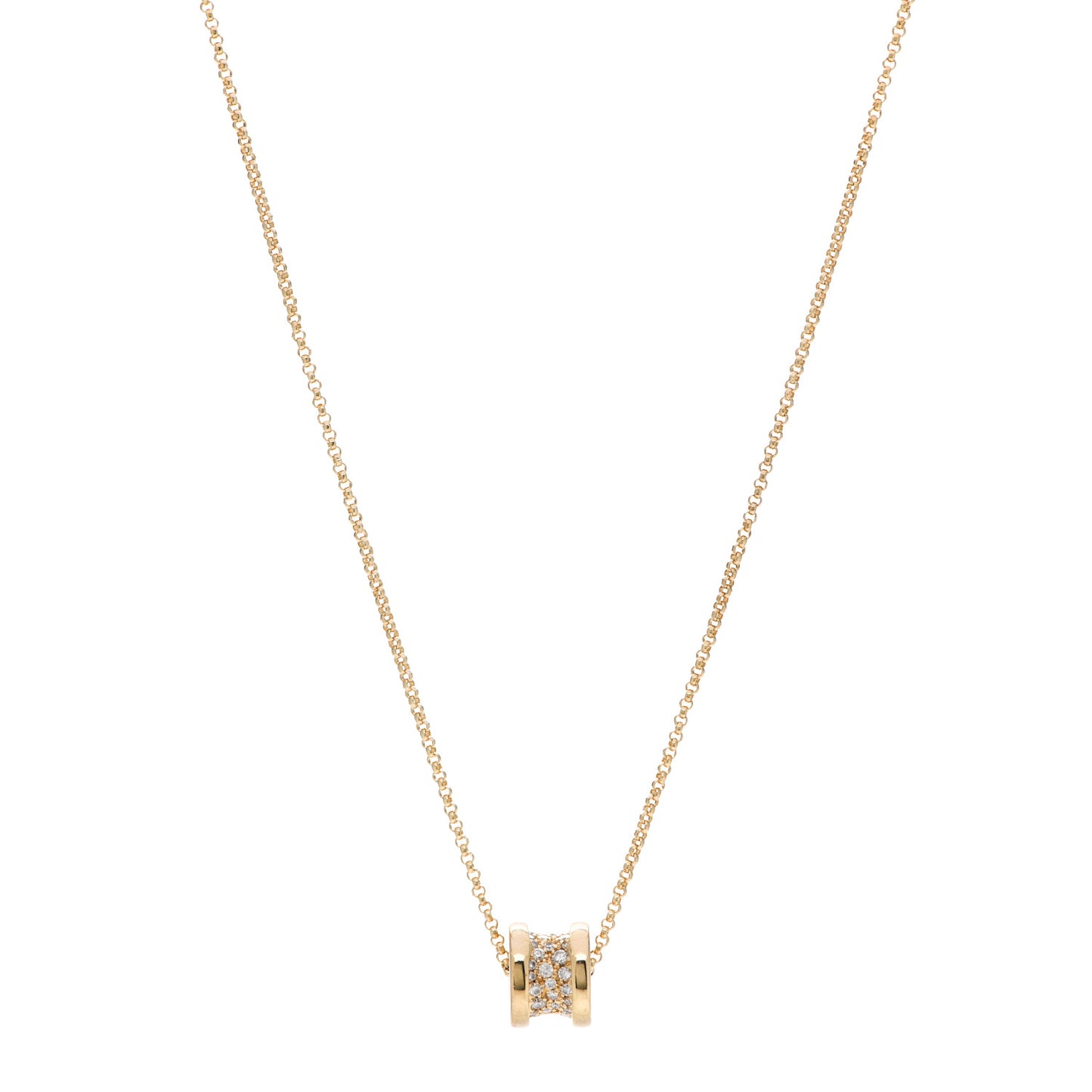 18K Yellow Gold Diamond Small B.Zero1 Pave Pendant Necklace