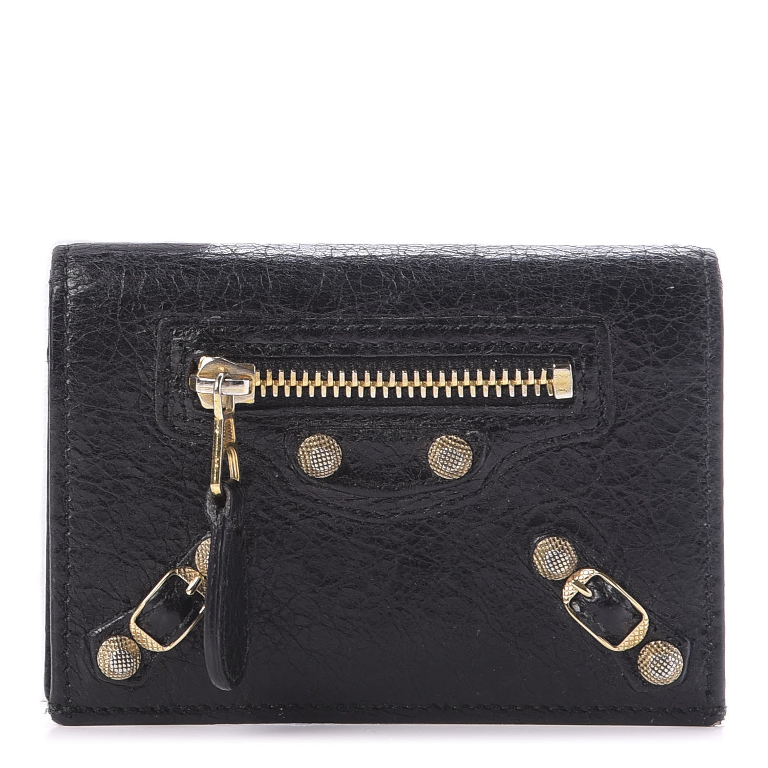 Balenciaga Agneau Giant 12 Gold Card Case Black 1 of 8