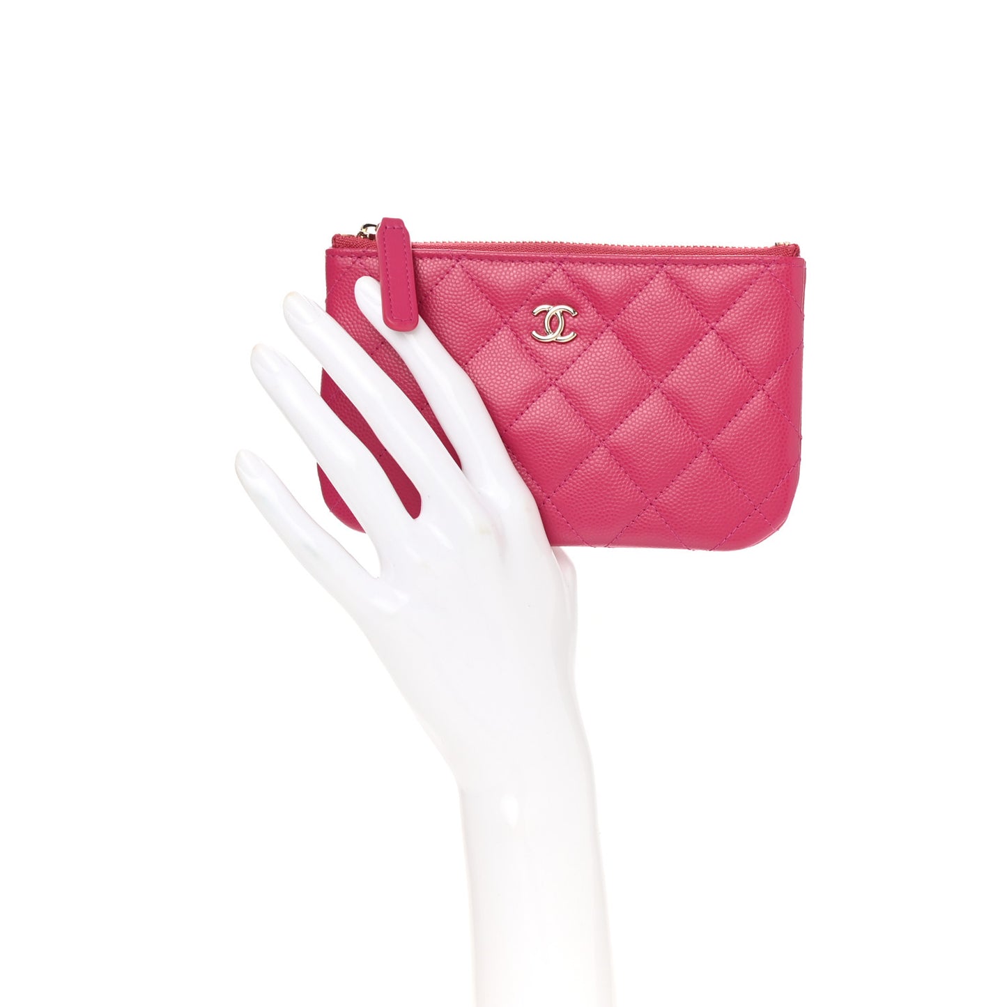 Caviar Quilted Small Cosmetic Case Pink