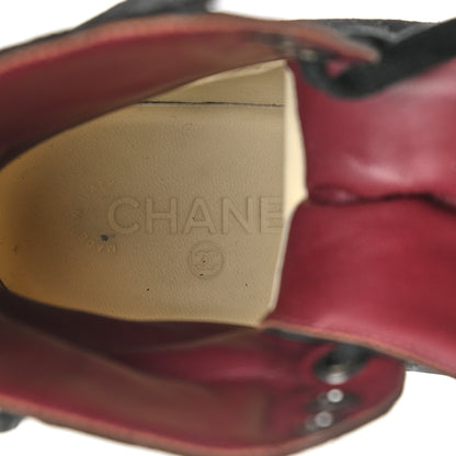 Chanel Suede Calfskin Quilted Combat Short Boots 38.5 Black 7 of 9