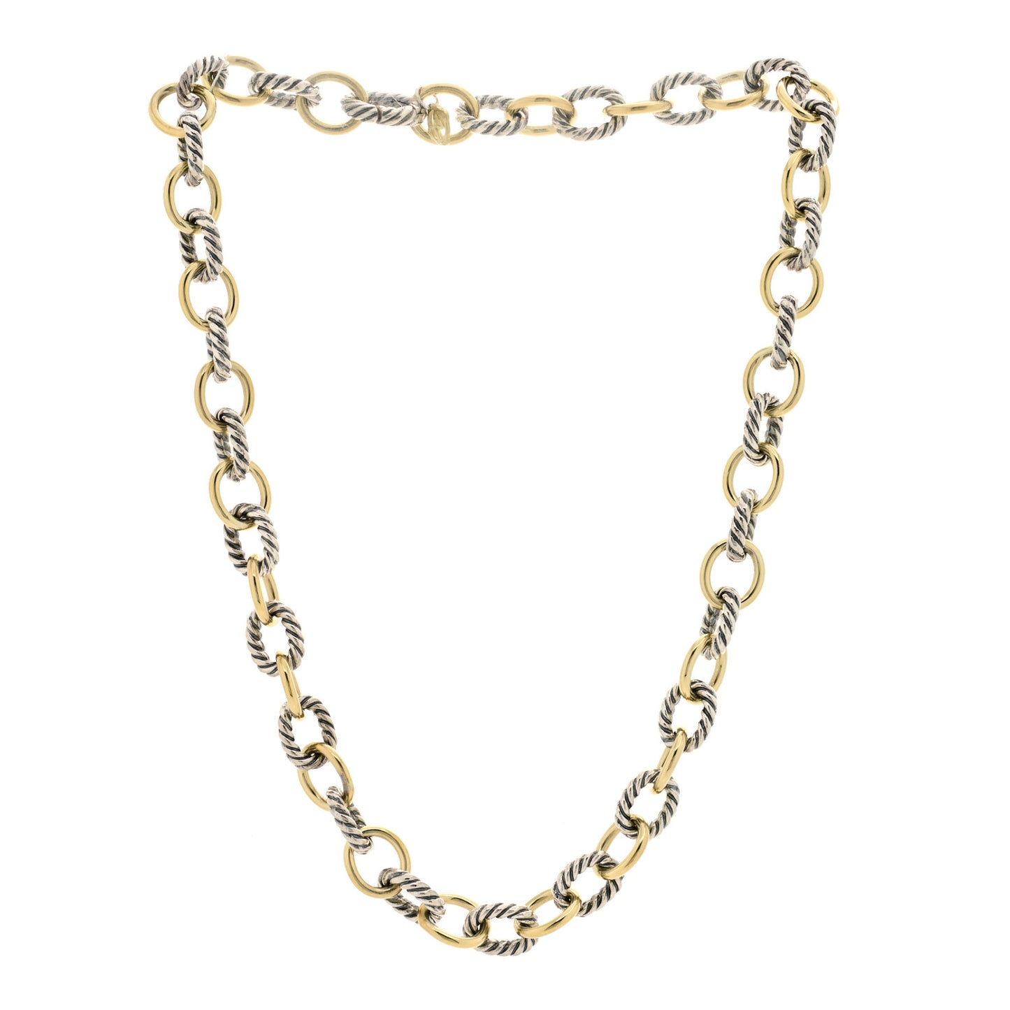 Sterling Silver 18K Yellow Gold 10mm Medium Oval Link Necklace