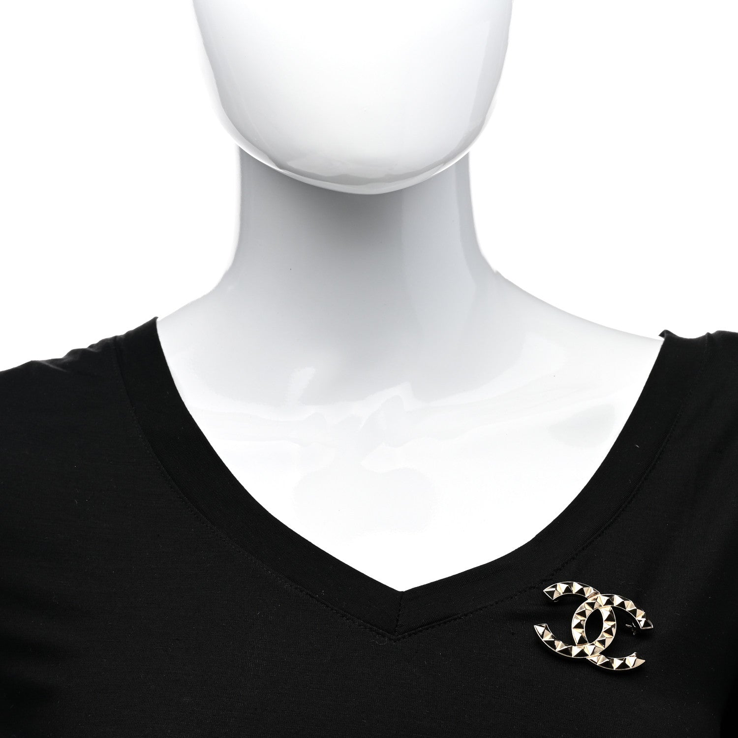 Chanel Studded CC Pin Brooch Gold 2 of 4