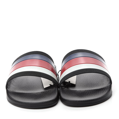 Gucci Rubber Web Mens Pool Slide Sandals 13 Black Mystic White Hibiscus Red Marine 2 of 8