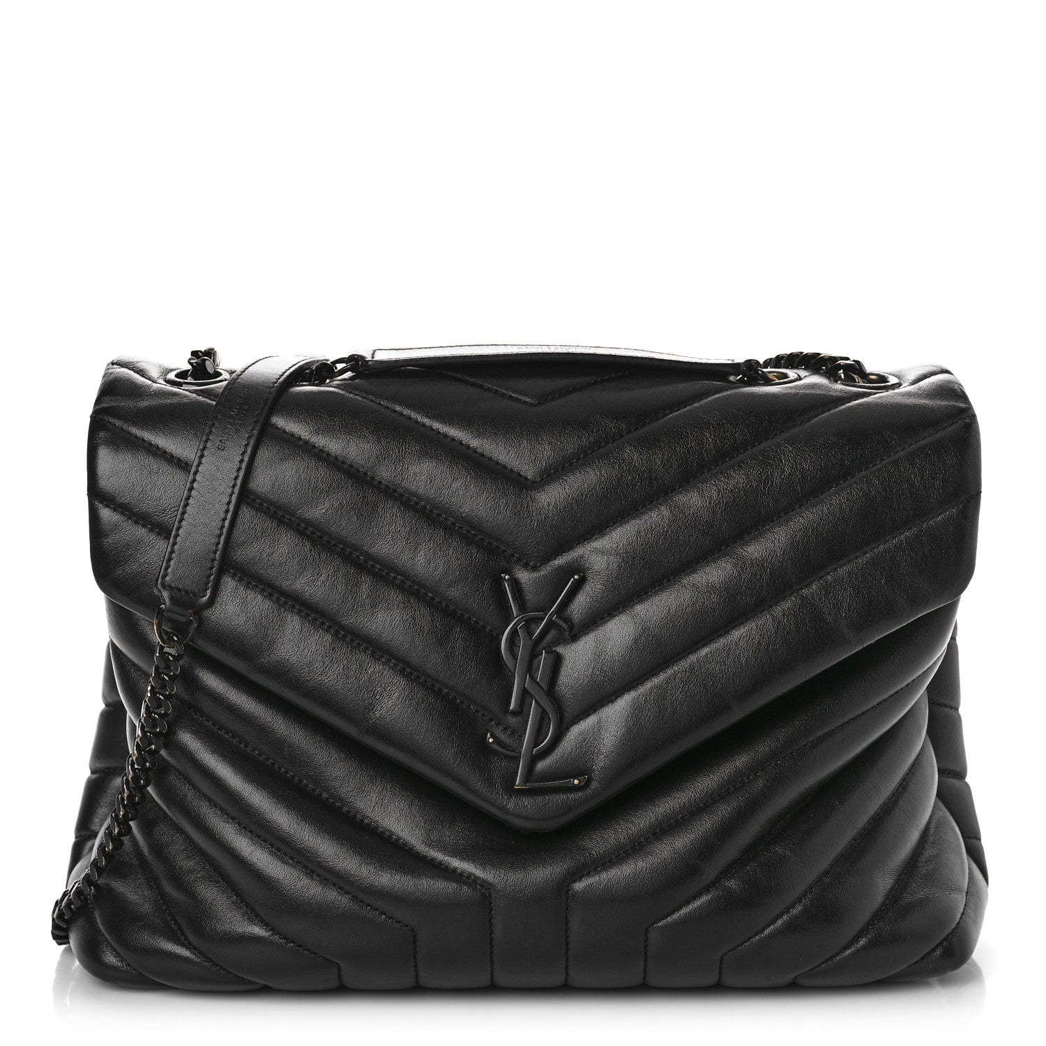 Saint Laurent Calfskin Y Quilted Monogram Monochrome Medium Loulou Chain Satchel Black 1 of 10
