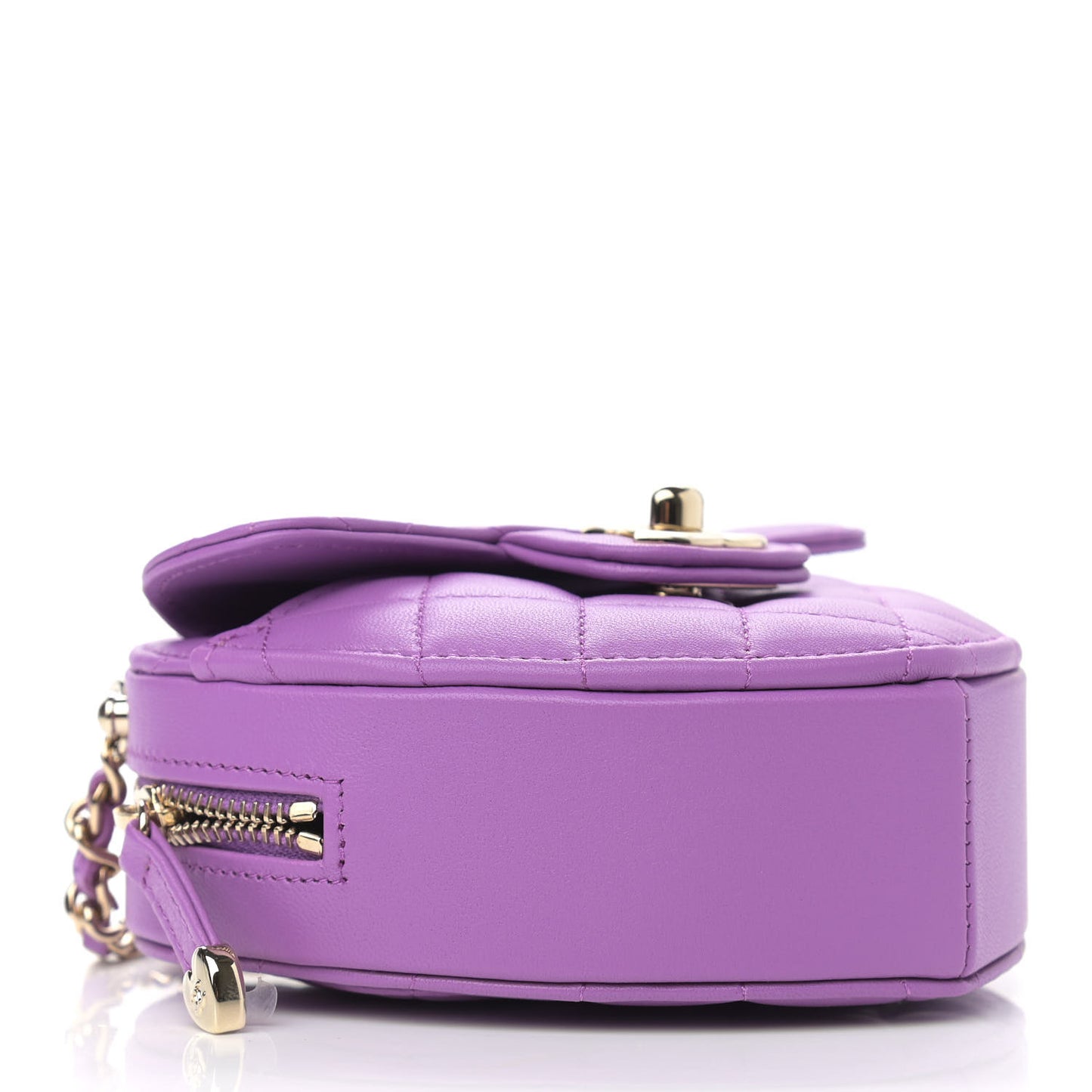 Lambskin Quilted CC In Love Heart Clutch With Chain Purple