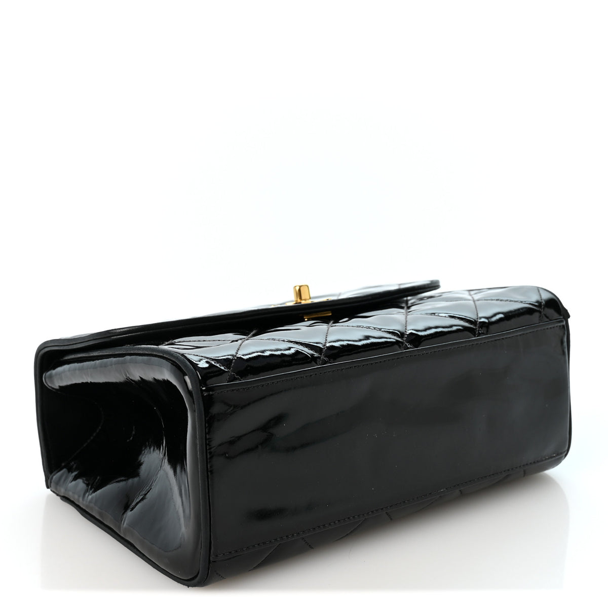 Patent Quilted Small Kelly Flap Bag Black