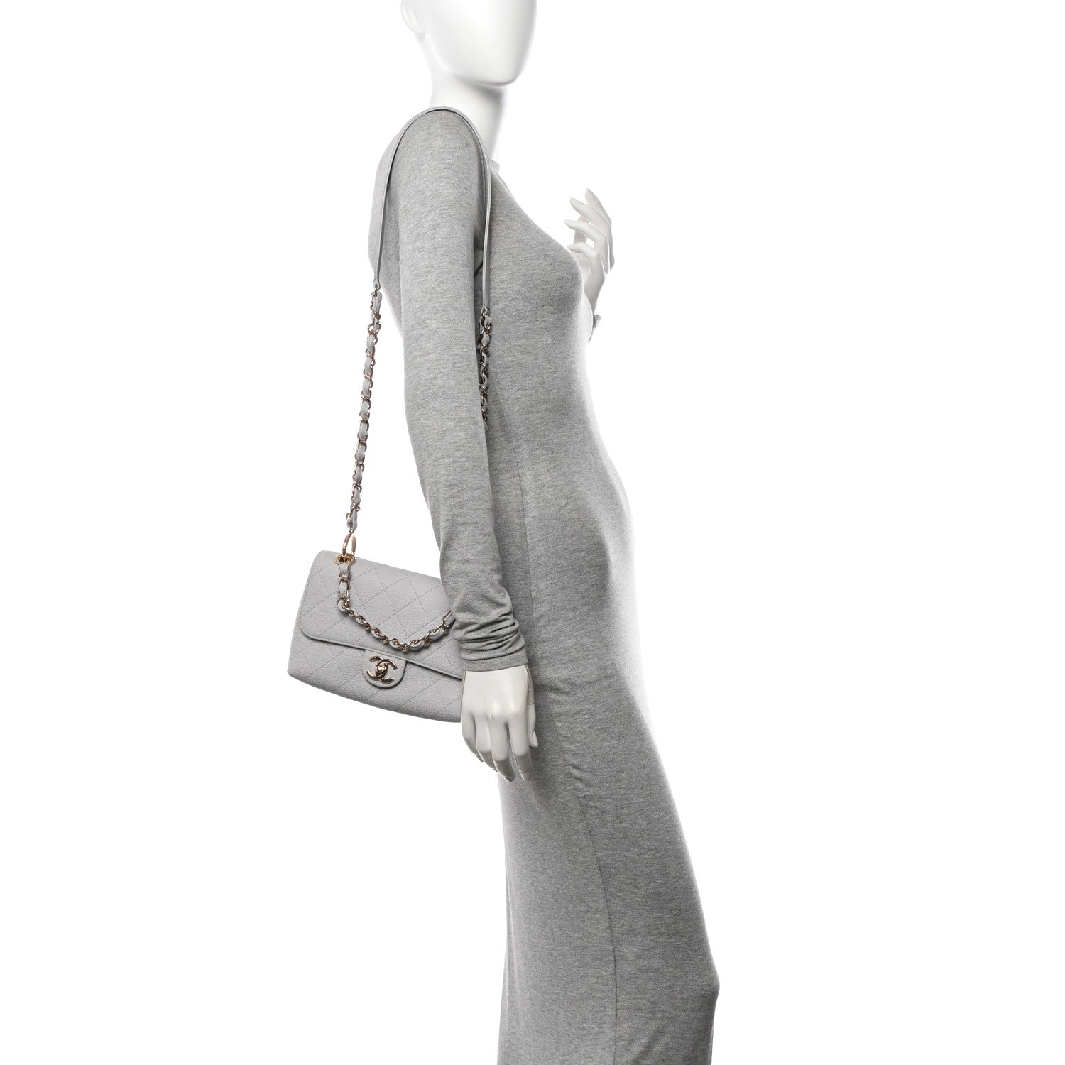 Chanel Caviar Quilted Small City Walk Flap Light Grey 2 of 13
