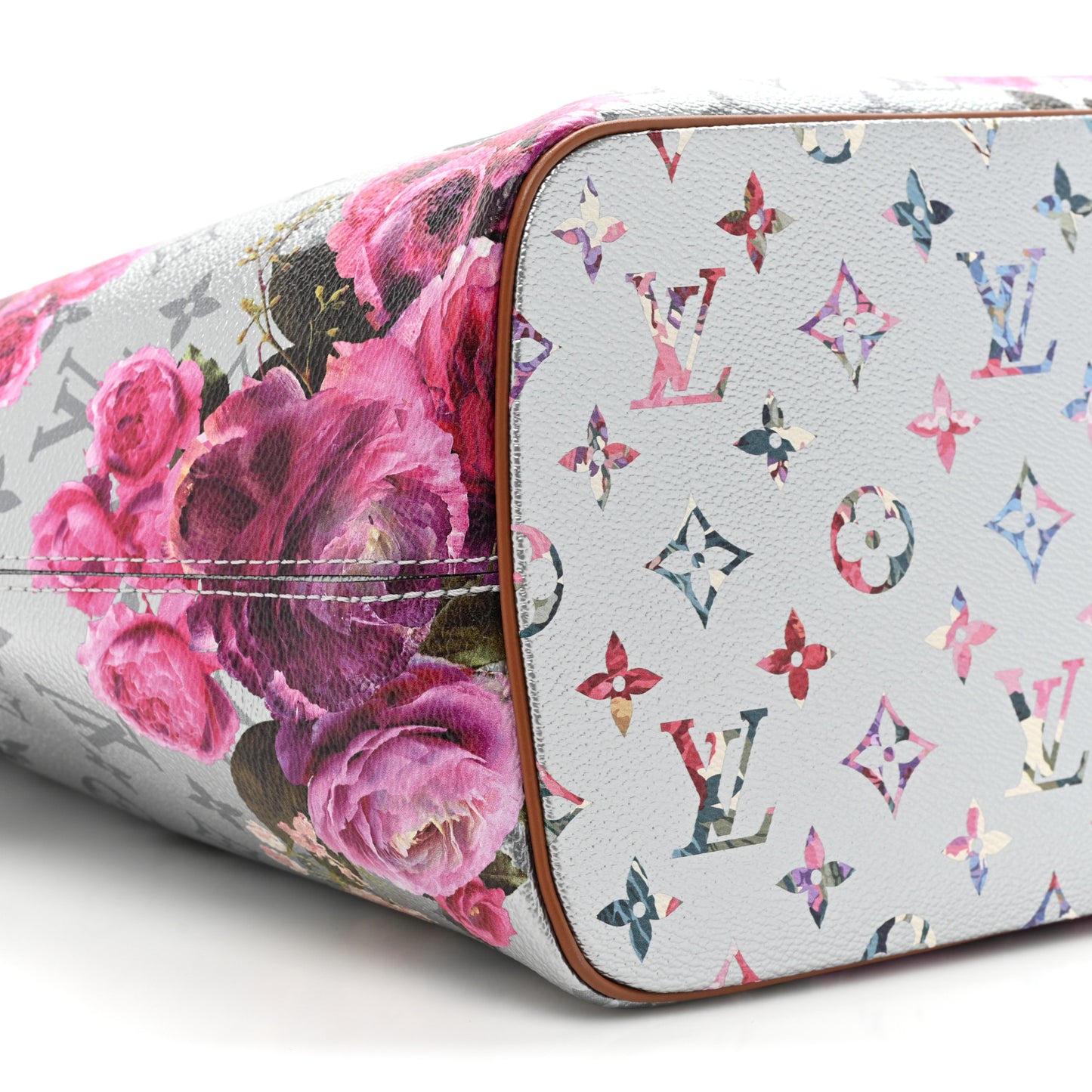 Metallic Monogram LV Garden Neverfull MM Silver