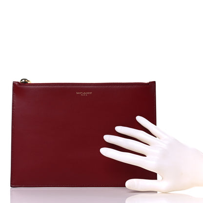 Saint Laurent Calfskin Medium Zip Clutch Red 2 of 13