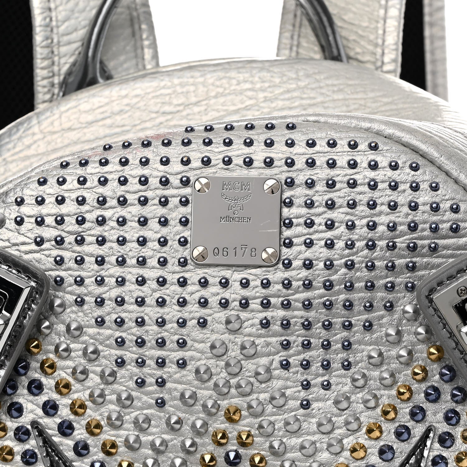 MCM Visetos Medium Studded Stark Cyber Flash Backpack Silver 10 of 16