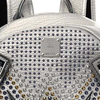 MCM Visetos Medium Studded Stark Cyber Flash Backpack Silver 10 of 16
