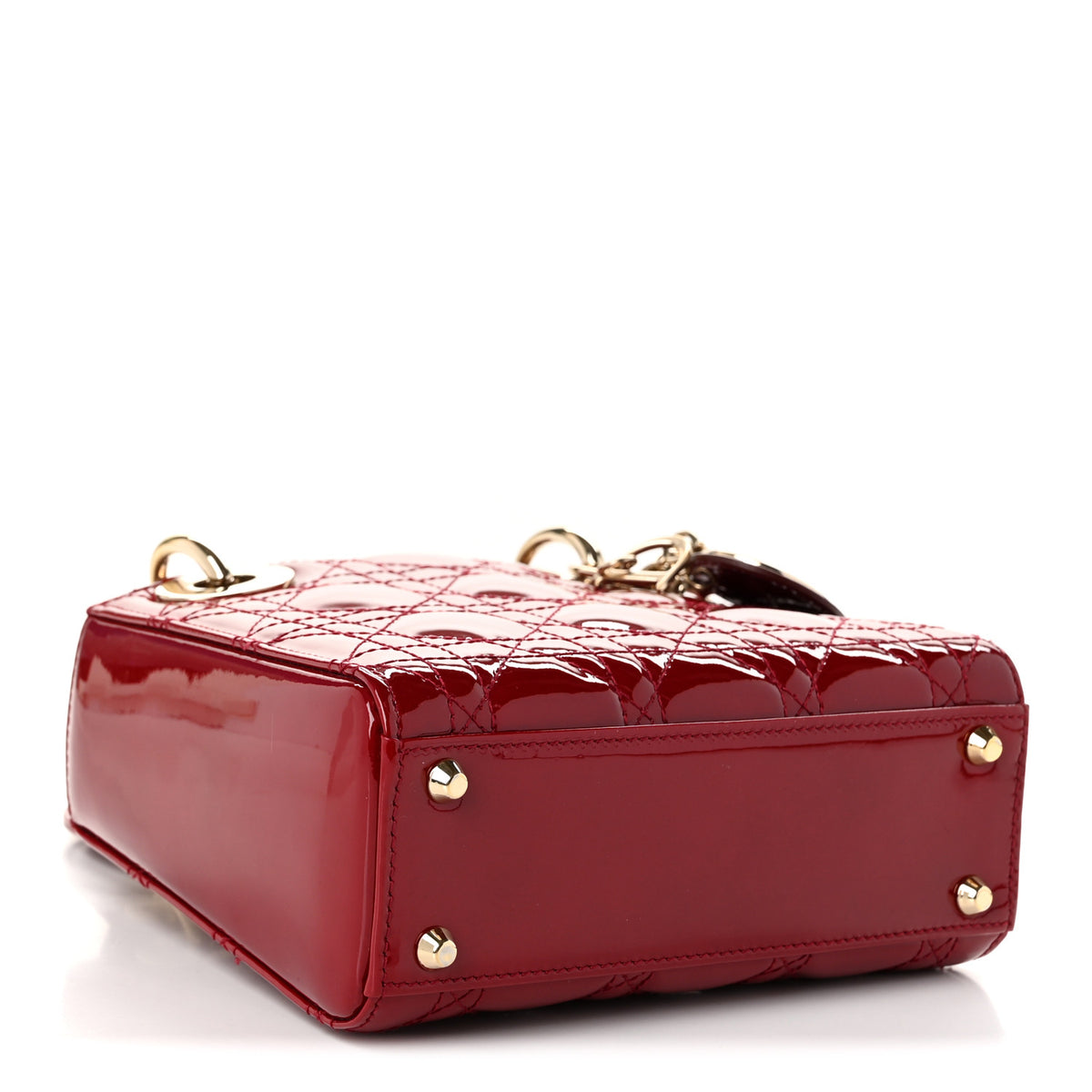 Patent Cannage Mini Lady Dior Red