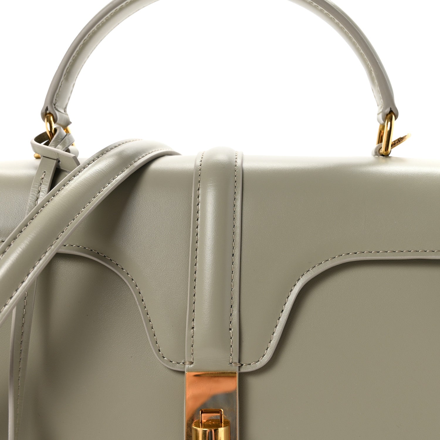 Celine Satinated Calfskin Small 16 Top Handle Bag Green Clay