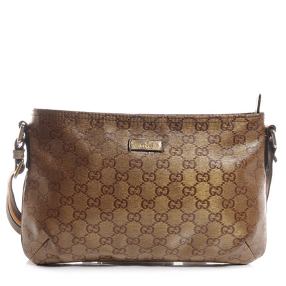 Gucci Crystal Monogram Small Joy Flat Messenger Crossbody Bronze 1 of 8