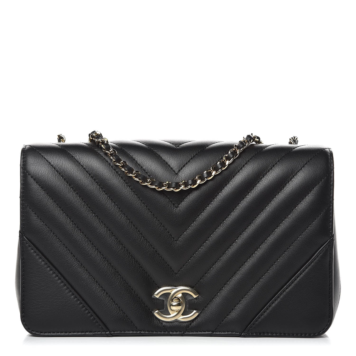Chanel Calfskin Chevron Quilted Statement Flap Black 1 of 13
