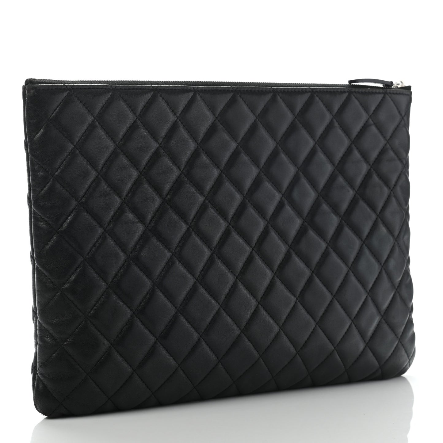 Lambskin Quilted Large Cosmetic Case Black