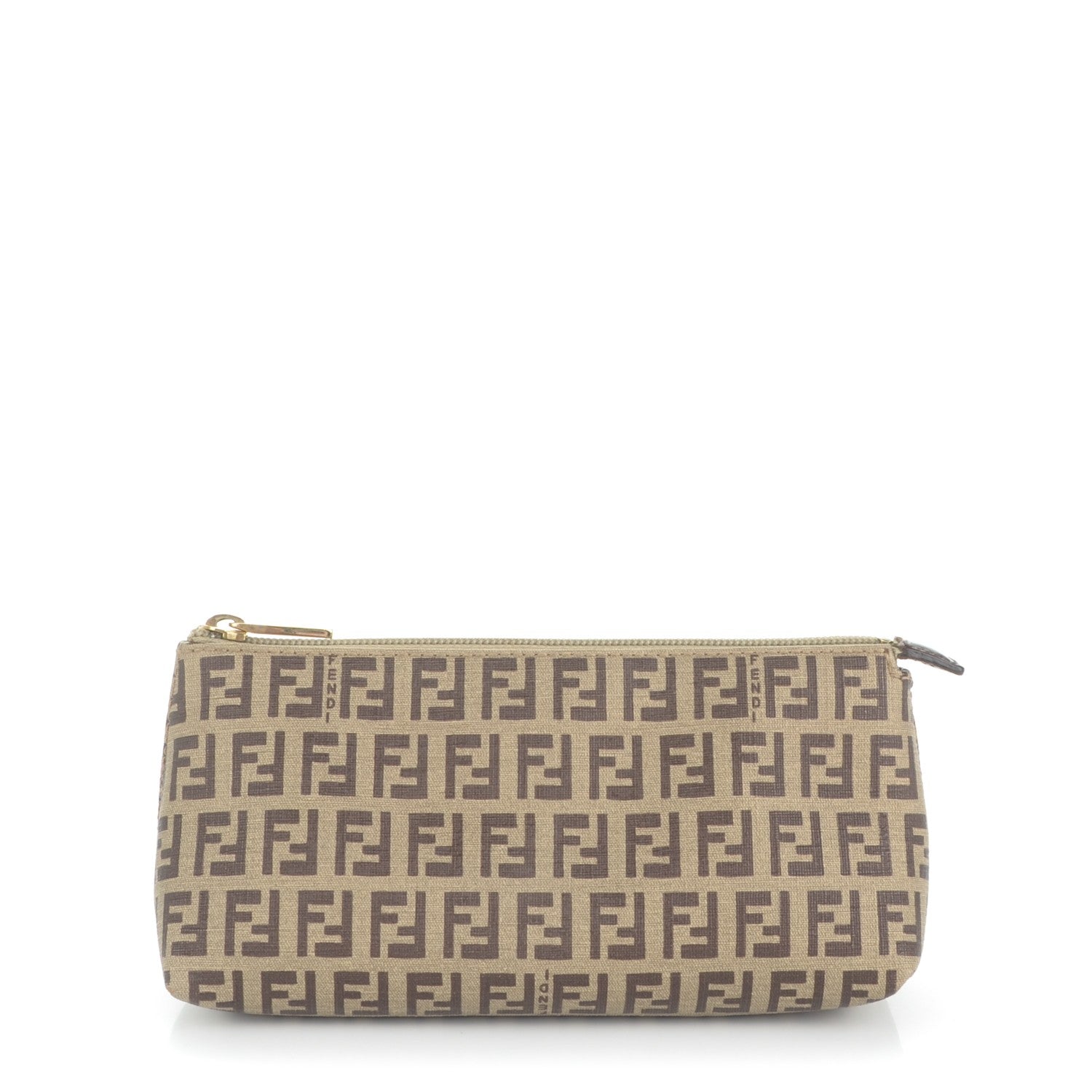 Fendi Zucchino Spalmati Forever Large Cosmetic Pouch Tobacco 1 of 8