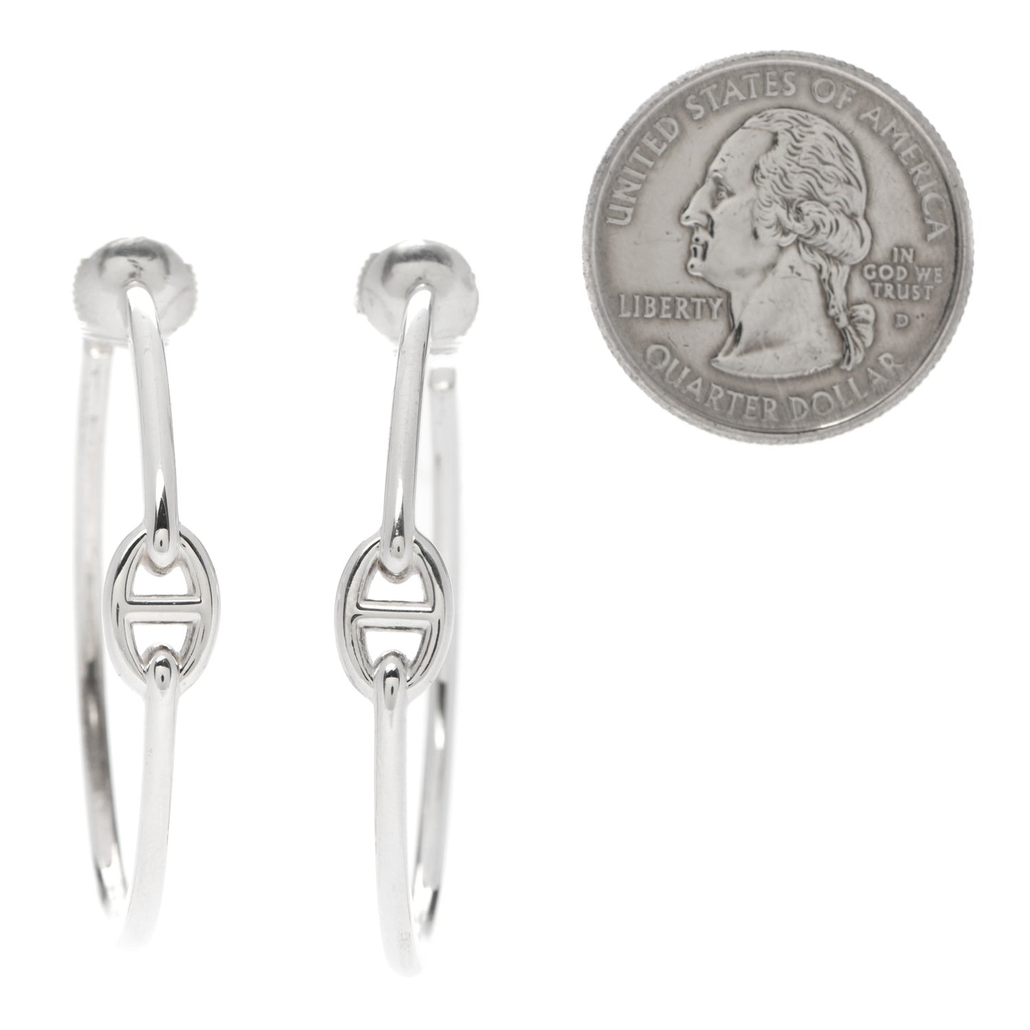 Sterling Silver GM Chain d'Ancre Enchainee Hoop Earrings