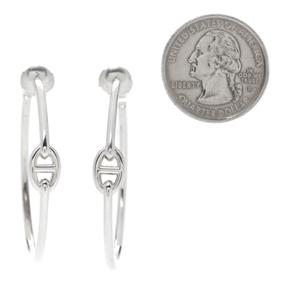 Hermes Sterling Silver GM Chain d'Ancre Enchainee Hoop Earrings 2 of 4
