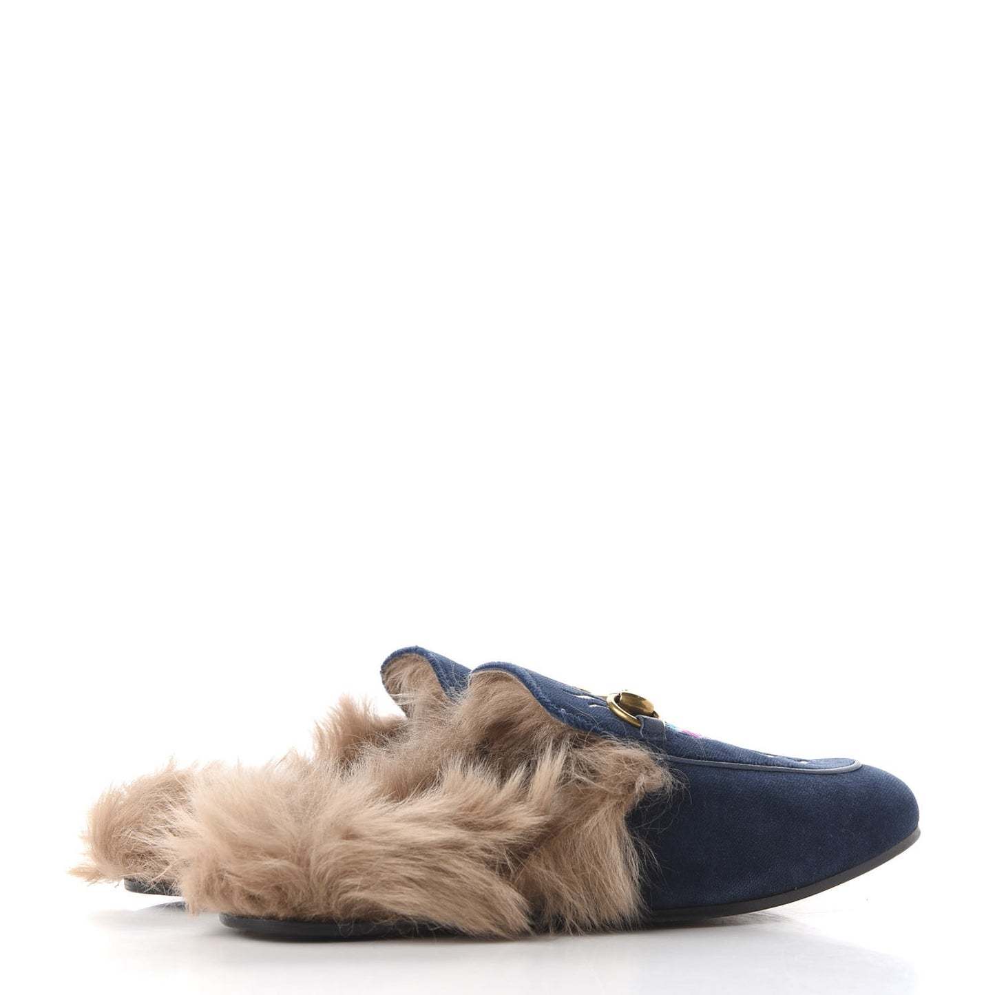 Velvet Fur Dragon Embroidered Mens Princetown Slippers 6 Zaffre Dark Zaffre