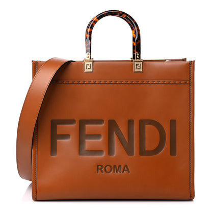 Fendi Vitello King Plexiglass Medium Fendi Sunshine Shopper Tote Cuoio 1 of 9